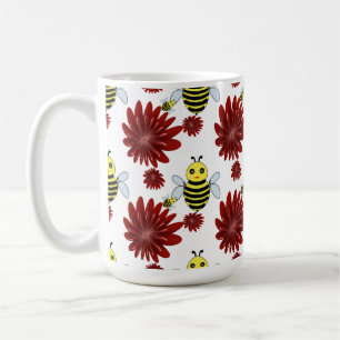 Bees floral pattern  coffee mug