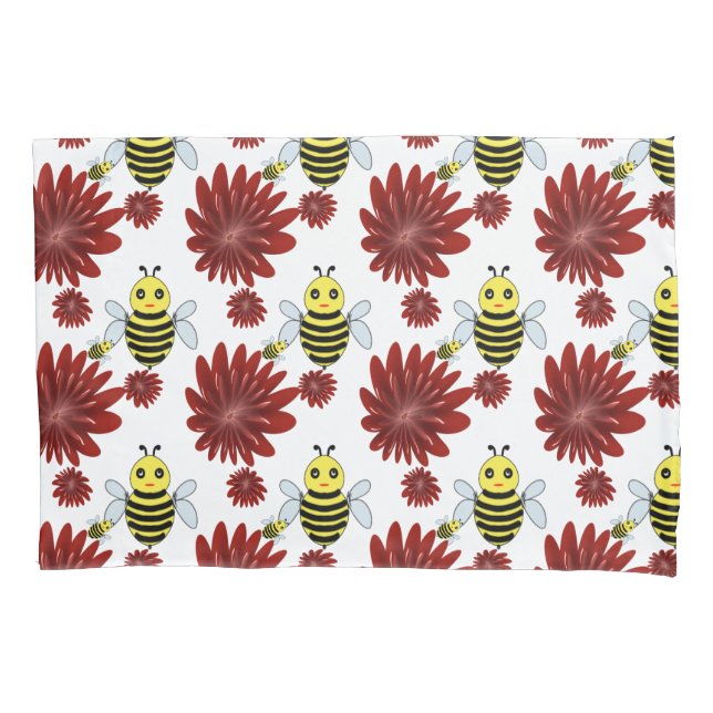 Bees floral pattern  pillowcase (Front)