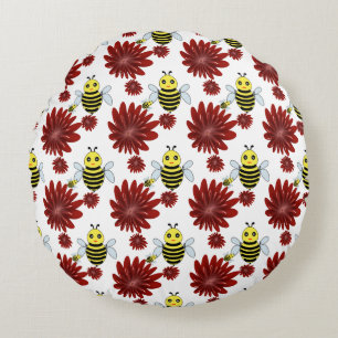Bees floral pattern  round pillow