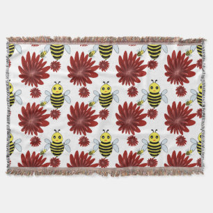 Bees floral pattern  throw blanket