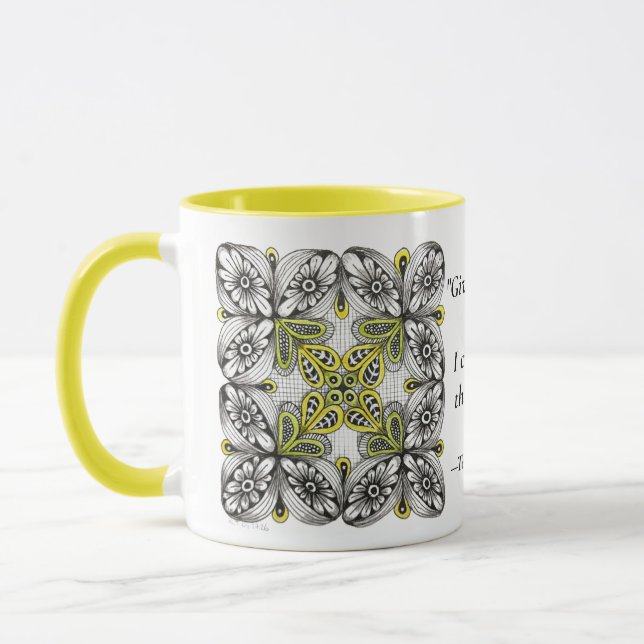 Bees & Flowers Abstract Hand-Drawn Doodle Mug (Left)