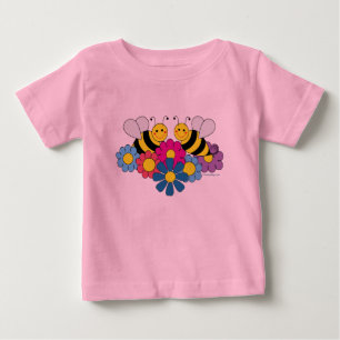 Bees & Flowers Design Illustration Baby T-Shirt