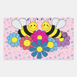 Bees & Flowers Design Illustration Sticker