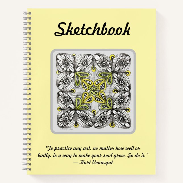 Bees & Flowers Hand-drawn Doodle Sketch Notebook (Front)
