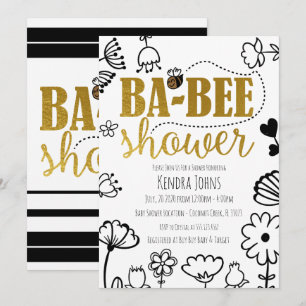 Bees & Flowers, Modern Baby Shower Invitation