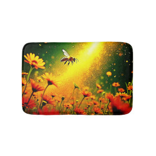 Bees' Golden Pollen Burst Joy Design Bath Mat