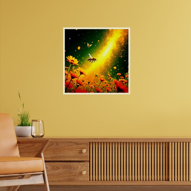 Bees' Golden Pollen Burst Joy Design Poster (Living Room 2)