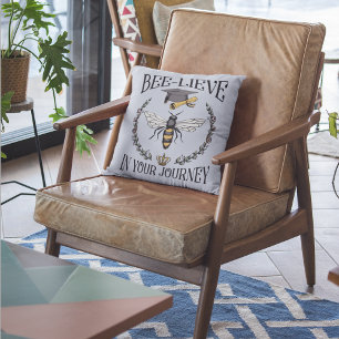 Bees Graduate Bee-lieve in Your Journey Blue Throw Pillow