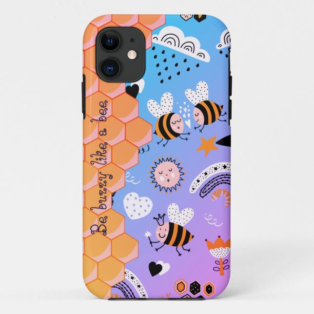 Bees honey-Honeycomb iPhone Case (Back)