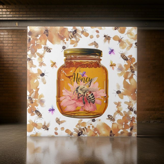 Bees Honey Jar Personnaliser | Carreaux en céramiq (Créateur téléchargé)