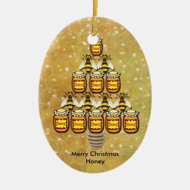 Bee's & Honey Jars Christmas Tree - Ornament (Front)