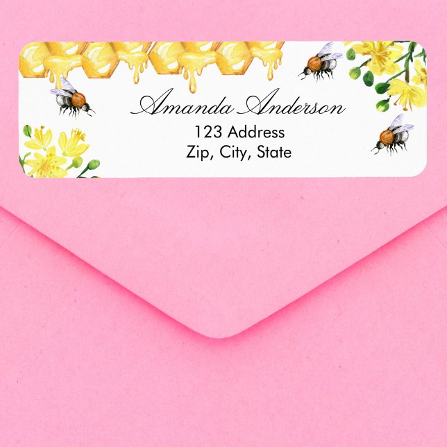 Bees honey yellow floral return address (Creator Uploaded)