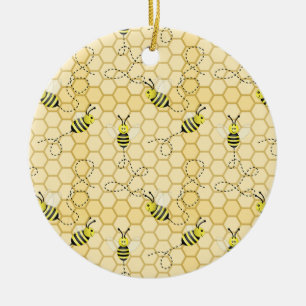 BEES + HONEYCOMB CERAMIC ORNAMENT