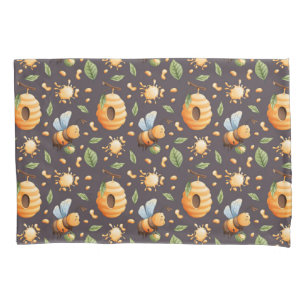 🐝 Bees Honeycomb Leaves Honeydrops Nature Decor Pillowcase