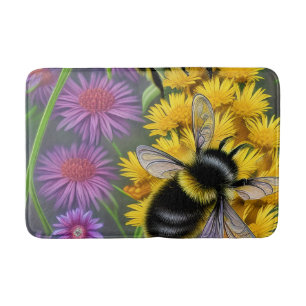 Bees in a Flower Meadow   Bath Mat