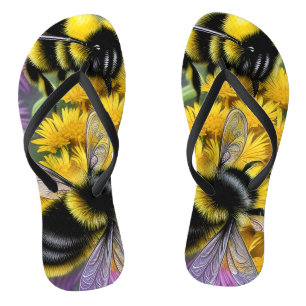 Bees in a Flower Meadow   Flip Flops