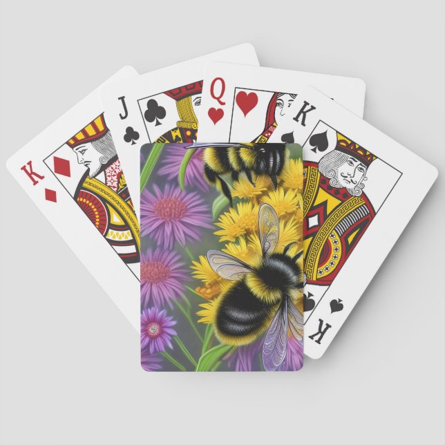 Bees in a Flower Meadow   Playing Cards (Back)