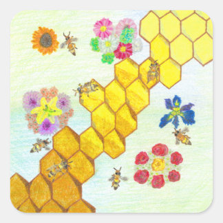 Bees in Beauty Colourful Floral Stickers