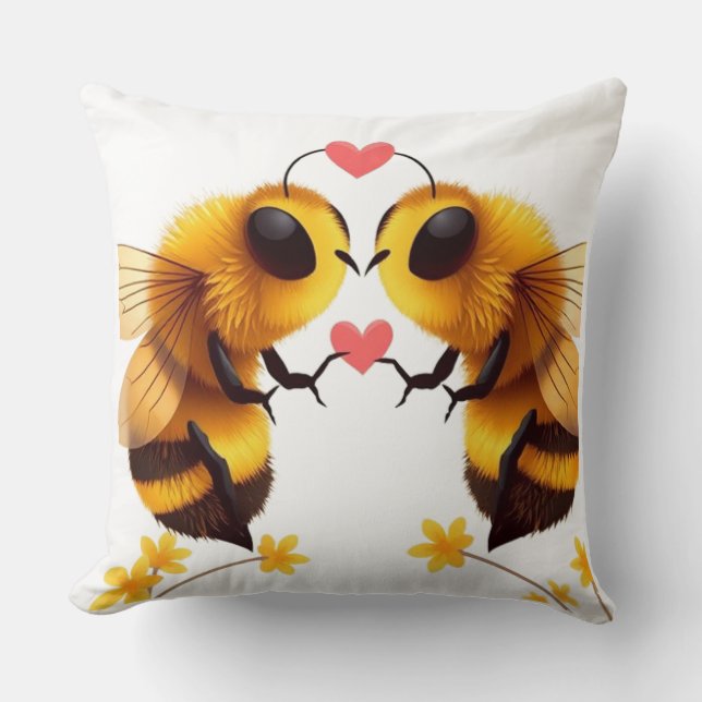 BEES IN LOVE-Throw Pillow (20" x 20") (Front)