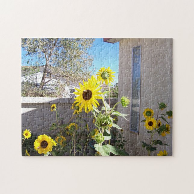 Bees in Sunflower Patch Photo Jigsaw Puzzle (Horizontal)