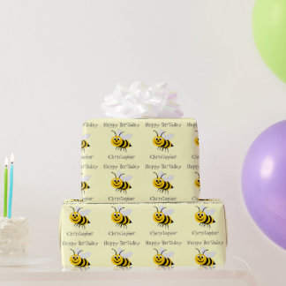 Bees Just Add Name Birthday Wrapping Paper