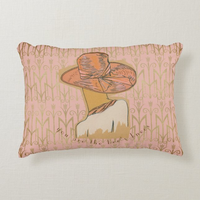 Bee's Knees Art Deco Pink  Champagne Accent Pillow (Front)