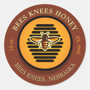 Bees Knees Beehive Dark Amber Honey Jar Étiquette