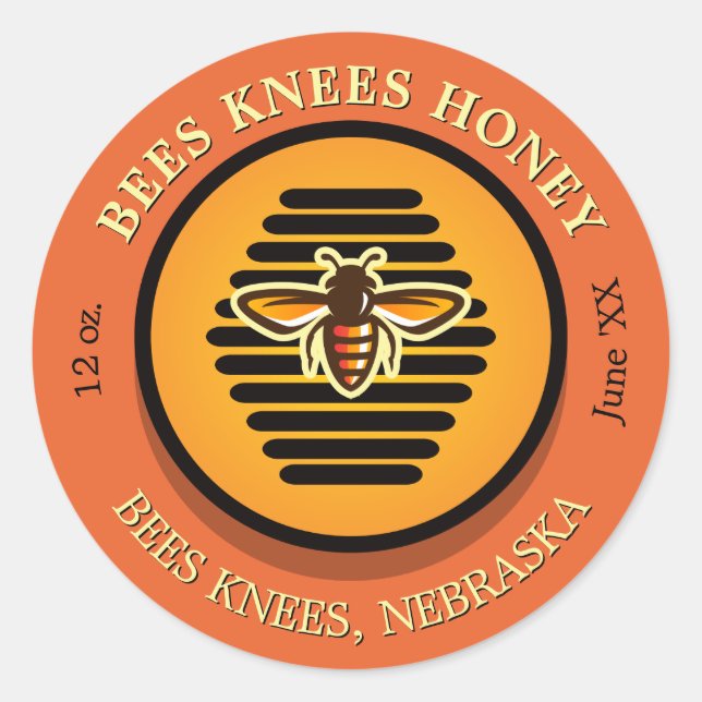 Bees Knees Dark Orange Classic Round Sticker (Front)