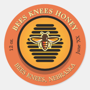 Bees Knees Dark Orange Classic Round Sticker