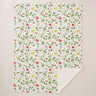 Bees Ladybugs and Butterflies Sherpa Blanket