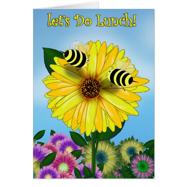 Bee's Lunch Date on Yellow Flower (Front)