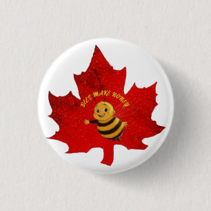 BEES MAKE HONEY 1 INCH ROUND BUTTON