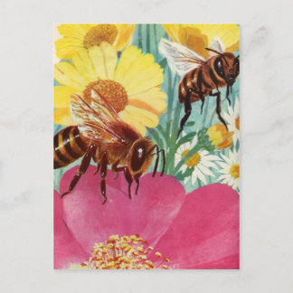 bees make honey postcard