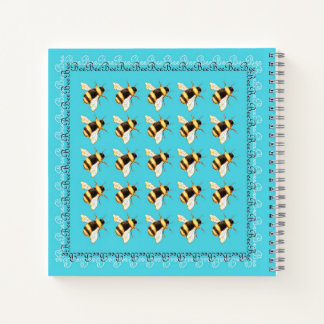 Bees on Blue Square Spiral Notebook