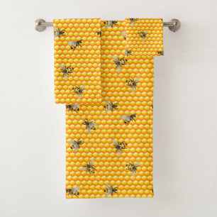 Bees on Honeycomb Bath Towel Set