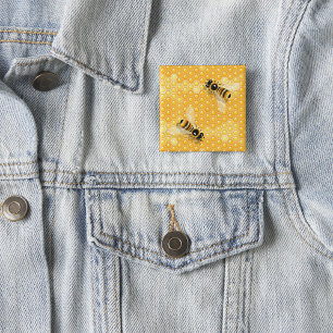 Bees On Honeycombs 2 Inch Square Button