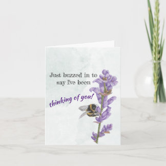 Bees on Lavender Flowers Thinking of You Note Card