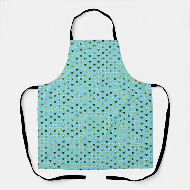 Bees on Turquoise Personalize Apron (Front)