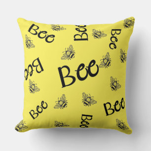 bees patterns flying all over throw pillow