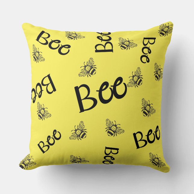 bees patterns flying all over throw pillow (Front)
