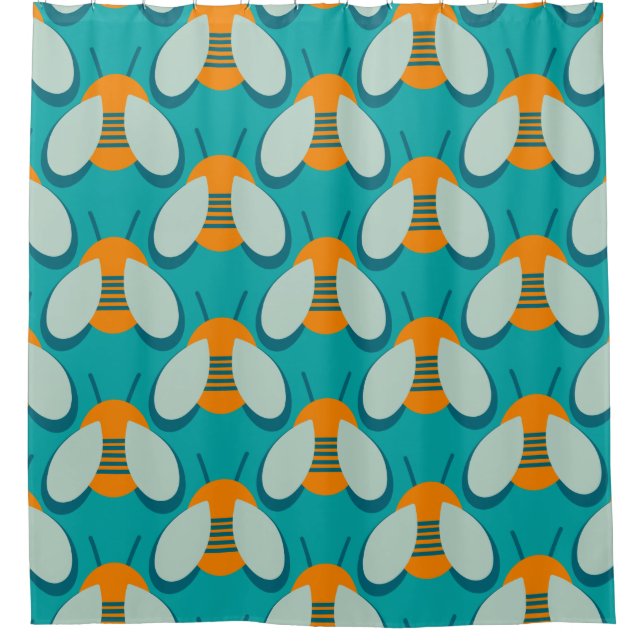 Bees Please - Cute Bee Pattern in Orange Turquoise (Front)