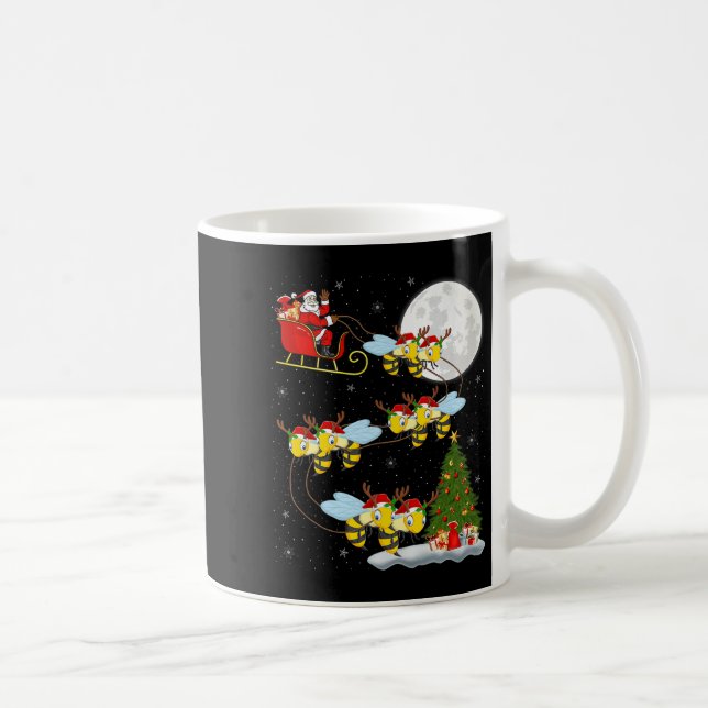 Bees Santa Sleigh Flying Funny Magical Christmas P Coffee Mug (Right)