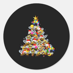 Bees Tree Christmas Sweater Xmas For Bees Lover  Classic Round Sticker