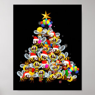 Bees Tree Christmas Sweater Xmas For Bees Lover  Poster
