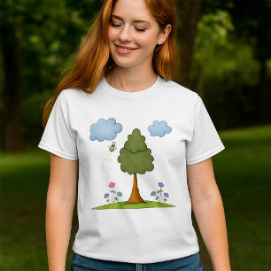 Bees Tree Flowers And Clouds T-Shirt