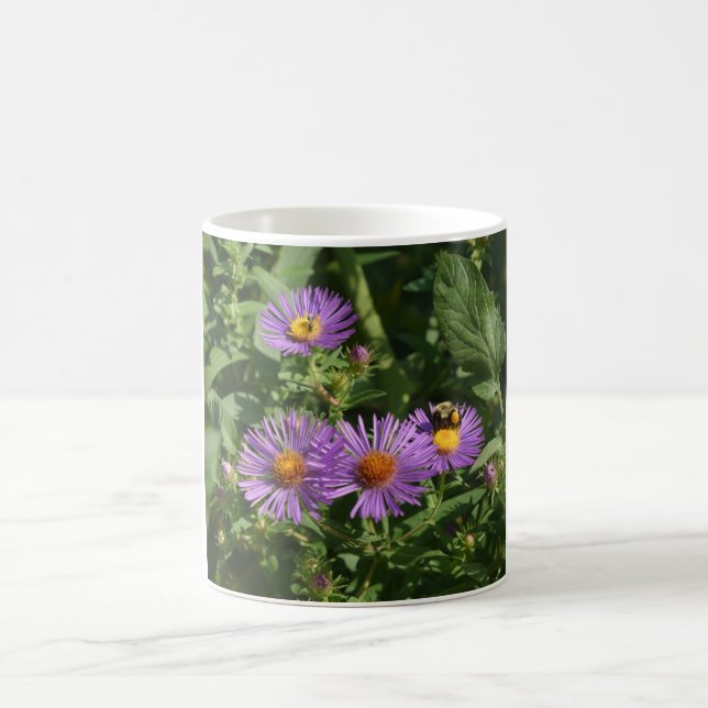 Bees Working On Aster Blossoms Coffee Mug (Center)