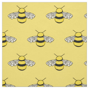 Bees Yellow Patterned Fabric