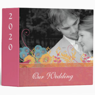 Beeswax Aqua Pink Vintage Bird Wild Flower Wedding Binder