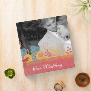 Beeswax Aqua Pink Vintage Bird Wild Flower Wedding Binder