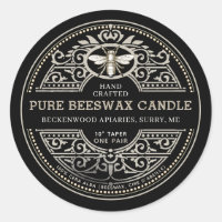 Beeswax Candle Heraldic Bee Product Label